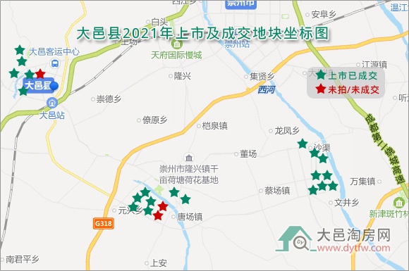 2021年大邑共成交1295余亩土地 沙渠仍为主角