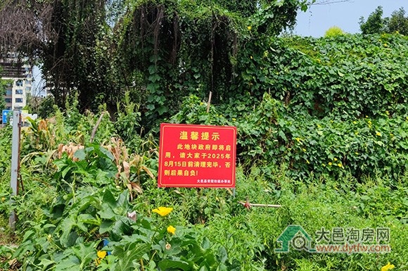 大邑红光商业地块迎新动态:提醒8月15日前清场