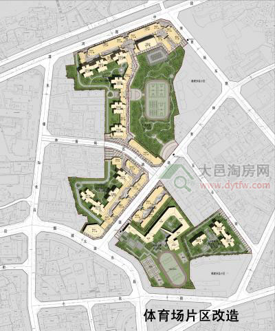 大邑县旧城改造体育场片区拆迁范围及改造效果图